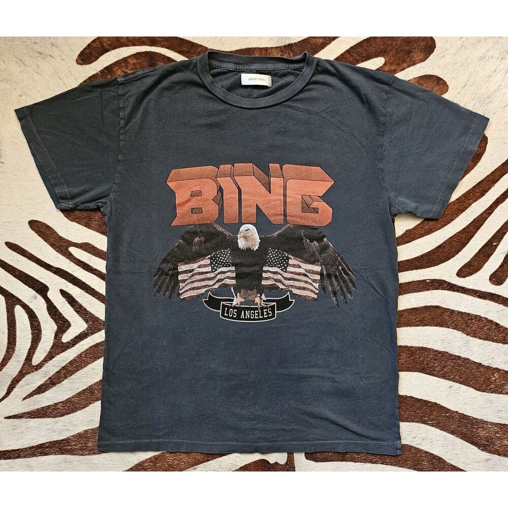 Vintage Anine Bing Tee Women's S Gray Cotton Bing Eagle Los Angeles Shirt